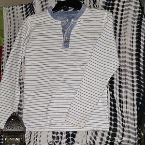 EUC Youth Boys Lee Blue and White Striped Henley Shirt